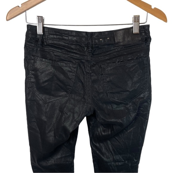 Allsaints Ashby Jeans Size 27 Black Skinny Exposed Zipper Soft Grunge Wax Denim - Picture 7 of 10